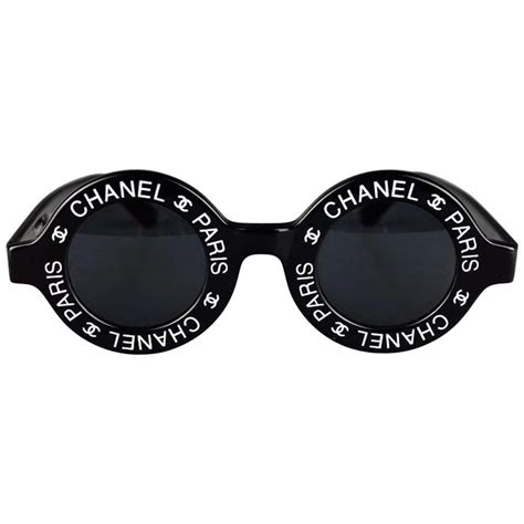 chanel paris logo round sunglasses|Chanel sunglasses with clear sides.